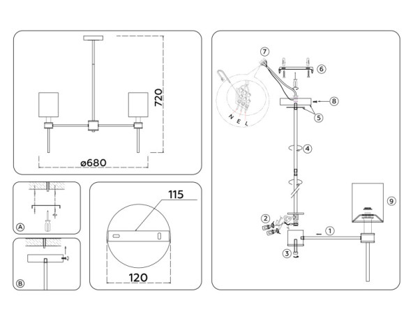Люстра на штанге Ambrella Light LH72371