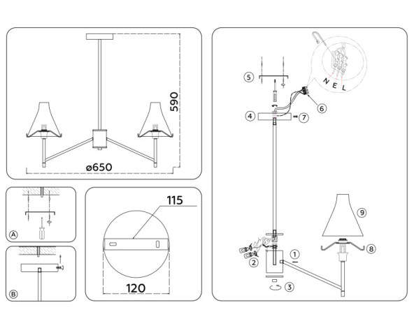 Люстра на штанге Ambrella Light LH57133