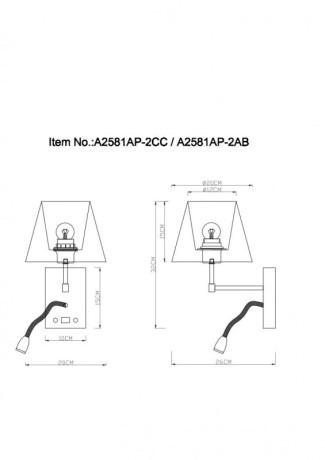 Бра ARTE Lamp A2581AP-2CC