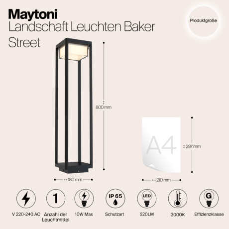 Садово-парковый светильник Maytoni O021FL-L10B3K