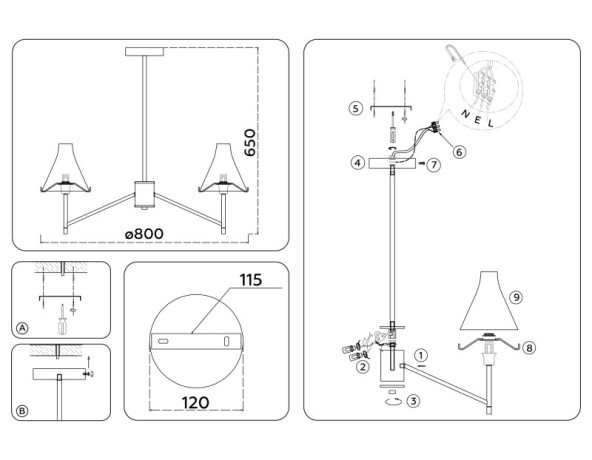 Люстра на штанге Ambrella Light LH57125