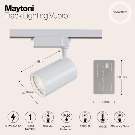 Светильник на шине Maytoni Technical TR003-1-30W4K-W
