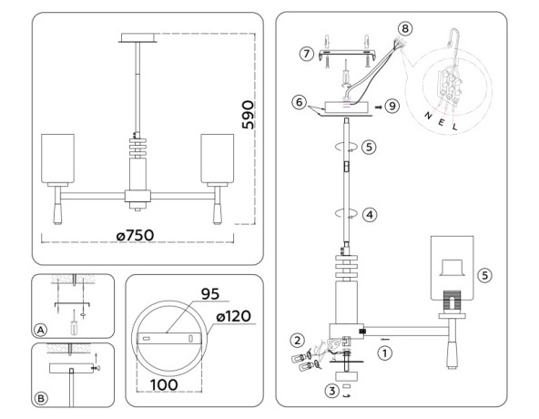 Люстра на штанге Ambrella Light LH56253